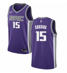Mens Nike Sacramento Kings 15 DeMarcus Cousins Authentic Purple Road NBA Jersey Icon Edition