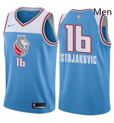 Mens Nike Sacramento Kings 16 Peja Stojakovic Authentic Blue NBA Jersey City Edition 