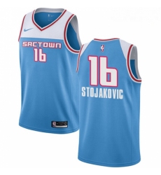 Mens Nike Sacramento Kings 16 Peja Stojakovic Swingman Blue NBA Jersey 2018 19 City Edition 