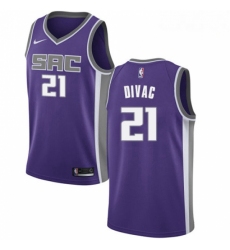 Mens Nike Sacramento Kings 21 Vlade Divac Authentic Purple Road NBA Jersey Icon Edition