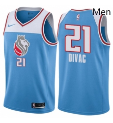 Mens Nike Sacramento Kings 21 Vlade Divac Swingman Blue NBA Jersey City Edition