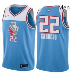 Mens Nike Sacramento Kings 22 Bruno Caboclo Authentic Blue NBA Jersey City Edition 