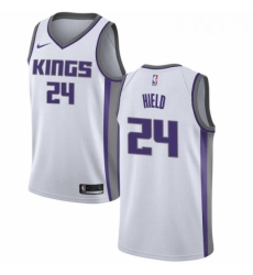 Mens Nike Sacramento Kings 24 Buddy Hield Authentic White NBA Jersey Association Edition