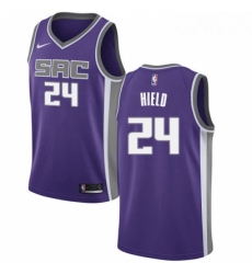 Mens Nike Sacramento Kings 24 Buddy Hield Swingman Purple Road NBA Jersey Icon Edition