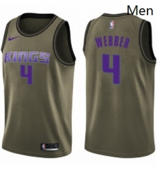 Mens Nike Sacramento Kings 4 Chris Webber Swingman Green Salute to Service NBA Jersey