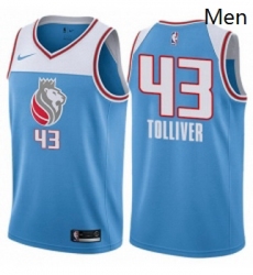 Mens Nike Sacramento Kings 43 Anthony Tolliver Swingman Blue NBA Jersey City Edition