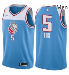Mens Nike Sacramento Kings 5 DeAaron Fox Authentic Blue NBA Jersey City Edition 