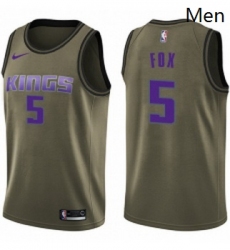 Mens Nike Sacramento Kings 5 DeAaron Fox Swingman Green Salute to Service NBA Jersey 