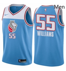 Mens Nike Sacramento Kings 55 Jason Williams Swingman Blue NBA Jersey City Edition 