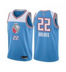 Mens Sacramento Kings 22 Richaun Holmes Authentic Blue Basketball Jersey City Edition 