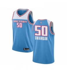 Mens Sacramento Kings 50 Caleb Swanigan Authentic Blue Basketball Jersey 2018 19 City Edition 