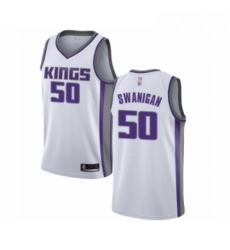 Mens Sacramento Kings 50 Caleb Swanigan Authentic White Basketball Jersey Association Edition 