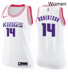 Womens Nike Sacramento Kings 14 Oscar Robertson Swingman WhitePink Fashion NBA Jersey