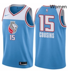 Womens Nike Sacramento Kings 15 DeMarcus Cousins Swingman Blue NBA Jersey City Edition