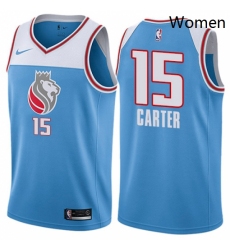 Womens Nike Sacramento Kings 15 Vince Carter Swingman Blue NBA Jersey City Edition 