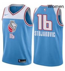 Womens Nike Sacramento Kings 16 Peja Stojakovic Swingman Blue NBA Jersey City Edition 