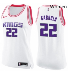 Womens Nike Sacramento Kings 22 Bruno Caboclo Swingman WhitePink Fashion NBA Jersey 