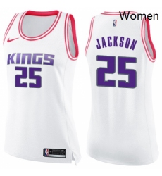 Womens Nike Sacramento Kings 25 Justin Jackson Swingman WhitePink Fashion NBA Jersey 