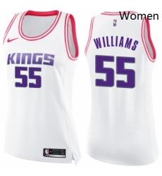 Womens Nike Sacramento Kings 55 Jason Williams Swingman WhitePink Fashion NBA Jersey 