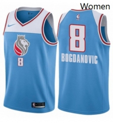 Womens Nike Sacramento Kings 8 Bogdan Bogdanovic Swingman Blue NBA Jersey City Edition 