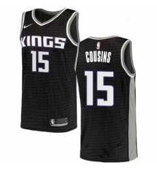 Youth Nike Sacramento Kings 15 DeMarcus Cousins Authentic Black NBA Jersey Statement Edition