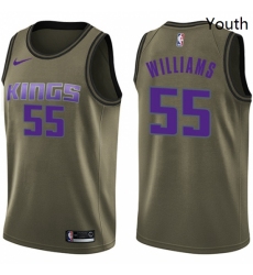 Youth Nike Sacramento Kings 55 Jason Williams Swingman Green Salute to Service NBA Jersey 