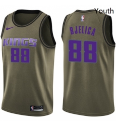 Youth Nike Sacramento Kings 88 Nemanja Bjelica Swingman Green Salute to Service NBA Jersey 