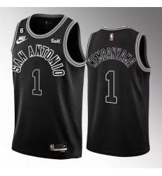 Men San Antonio Spurs 1 Victor Wembanyama Black 2022 23 Classic Edition With NO 6 Patch Stitched Basketball Jersey