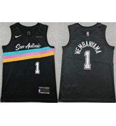 Men San Antonio Spurs 1 Victor Wembanyama Black 2025 26 City Edition Stitched Basketball Jersey