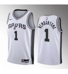 Men San Antonio Spurs 1 Victor Wembanyama White 2022 23 Association Edition Stitched Basketball JerseyS