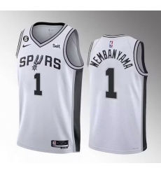 Men San Antonio Spurs 1 Victor Wembanyama White 2022 23 Association Edition With NO 6 Patch Stitched Basketball Jersey