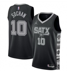 Men San Antonio Spurs 10 Jeremy Sochan Black 2022 23 Statement Edition Stitched Basketball Jersey
