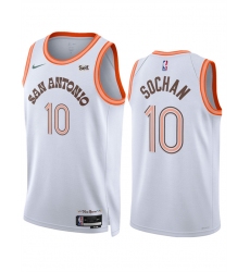 Men San Antonio Spurs 10 Jeremy Sochan White 2023 24 City Edition Stitched Basketball Jersey