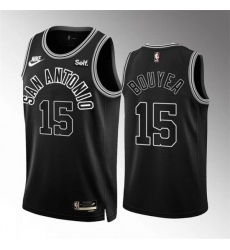 Men San Antonio Spurs 15 Jamaree Bouyea 2022 23 Black Classic Edition Stitched Basketball Jersey