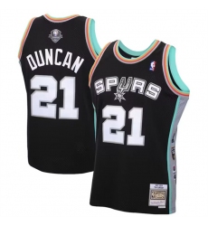 Men San Antonio Spurs 21 Tim Duncan Black 2020 Hardwood Classics Swingman Stitched Jersey