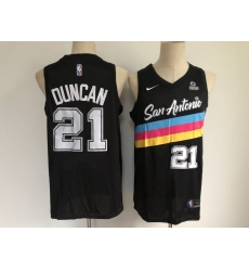 Men San Antonio Spurs 21 Tim Duncan Black 2021 Nike City Edition Swingman Stitched NBA Jersey With The NEW Sponsor Logo