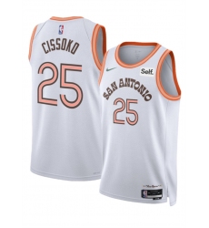 Men San Antonio Spurs 25 Sidy Cissoko White 2023 24 City Edition Stitched Basketball Jersey