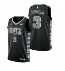 Men San Antonio Spurs 3 Keldon Johnson Black 2022 23 Statement Edition Stitched Basketball Jersey