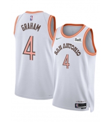 Men San Antonio Spurs 4 Devonte 27 Graham White 2023 24 City Edition Stitched Basketball Jersey