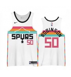 Men San Antonio Spurs 50 David Robinson White Stitched Basketball Jersey