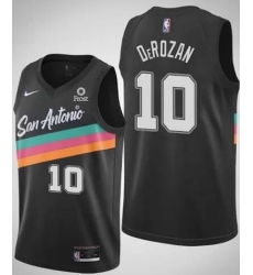 Men San Antonio Spurs DeMar DeRozan 10 Black City Edition Fiesta 2020-21 Stitched Basketball Jersey