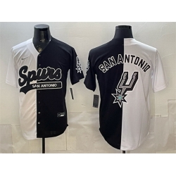 Men San Antonio Spurs Team Big Logo White Black Stitched Jersey