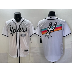 Men San Antonio Spurs Team Big Logo White Stitched Baseball Jersey