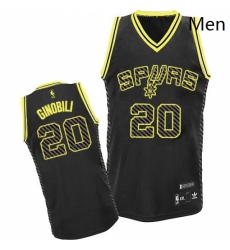 Mens Adidas San Antonio Spurs 20 Manu Ginobili Authentic Black Electricity Fashion NBA Jersey