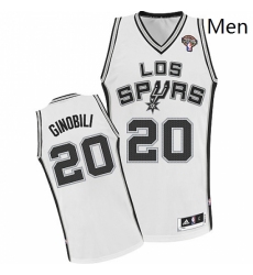 Mens Adidas San Antonio Spurs 20 Manu Ginobili Authentic White ABA Hardwood Classic NBA Jersey