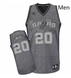 Mens Adidas San Antonio Spurs 20 Manu Ginobili Swingman Grey Static Fashion NBA Jersey
