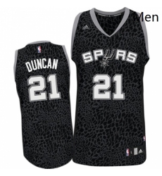 Mens Adidas San Antonio Spurs 21 Tim Duncan Authentic Black Crazy Light NBA Jersey