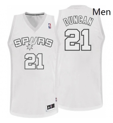 Mens Adidas San Antonio Spurs 21 Tim Duncan Authentic White Winter On Court NBA Jersey