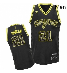 Mens Adidas San Antonio Spurs 21 Tim Duncan Swingman Black Electricity Fashion NBA Jersey