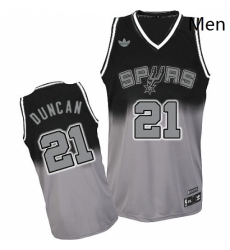 Mens Adidas San Antonio Spurs 21 Tim Duncan Swingman BlackGrey Fadeaway Fashion NBA Jersey